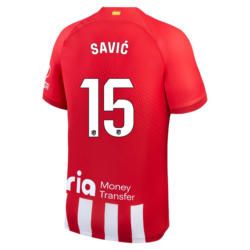 Kinder Stefan Savic #15 Rot-Weiss Heimtrikot Trikot 2023/24 T-Shirt Österreich