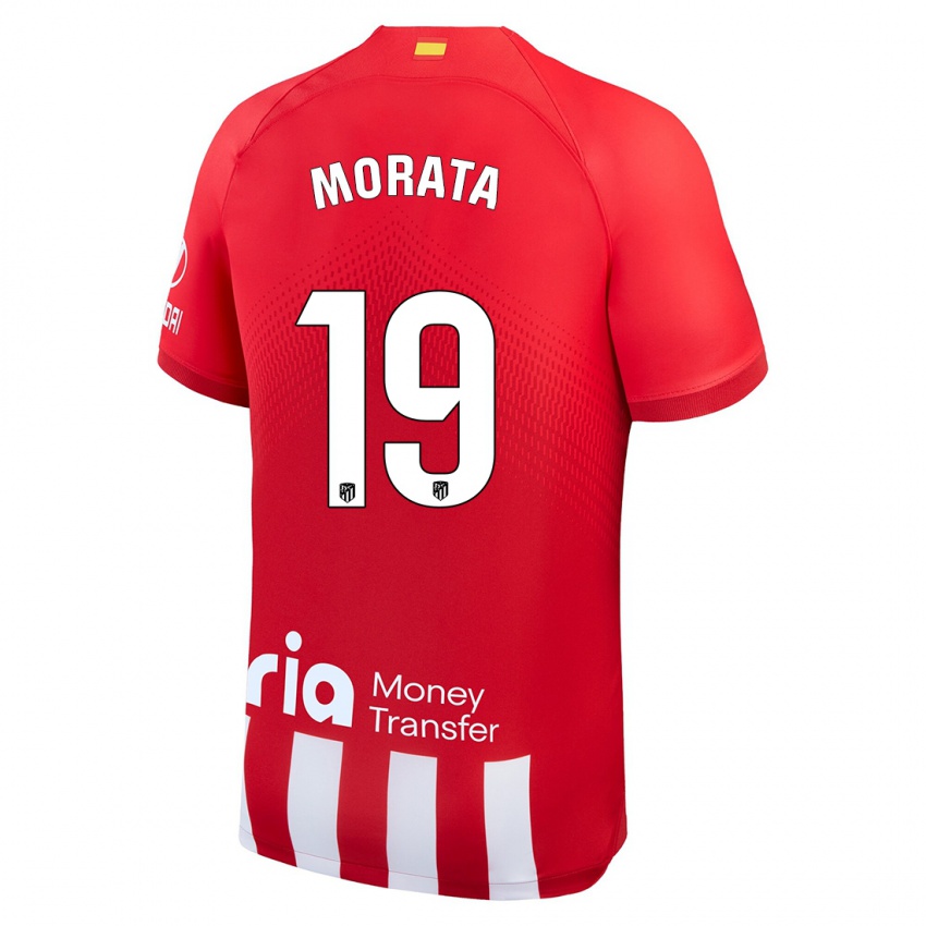 Kinder Alvaro Morata #19 Rot-Weiss Heimtrikot Trikot 2023/24 T-Shirt Österreich