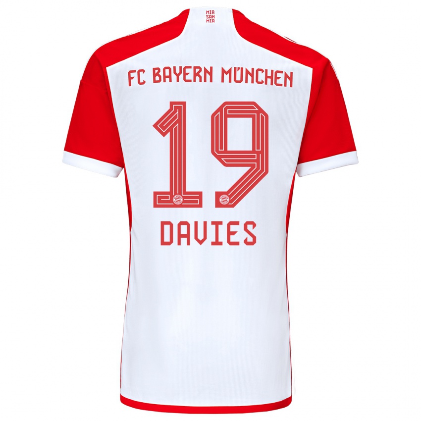 Kinder Alphonso Davies #19 Rot-Weiss Heimtrikot Trikot 2023/24 T-Shirt Österreich