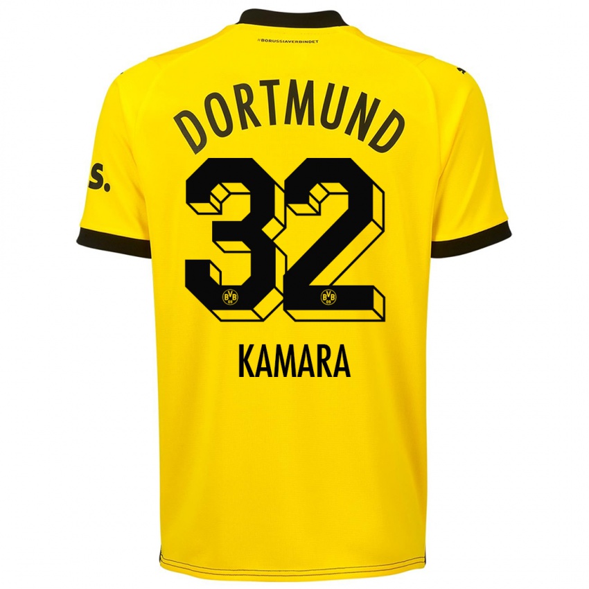 Kinder Abdoulaye Kamara #32 Gelb Heimtrikot Trikot 2023/24 T-Shirt Österreich