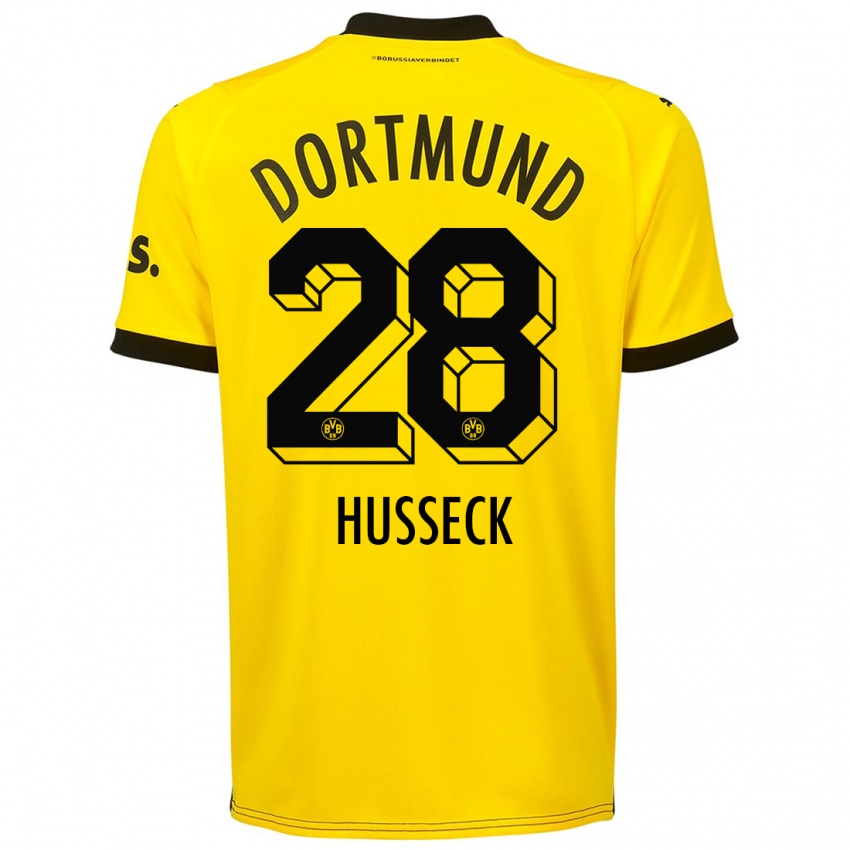 Kinder Jonah Husseck #28 Gelb Heimtrikot Trikot 2023/24 T-Shirt Österreich