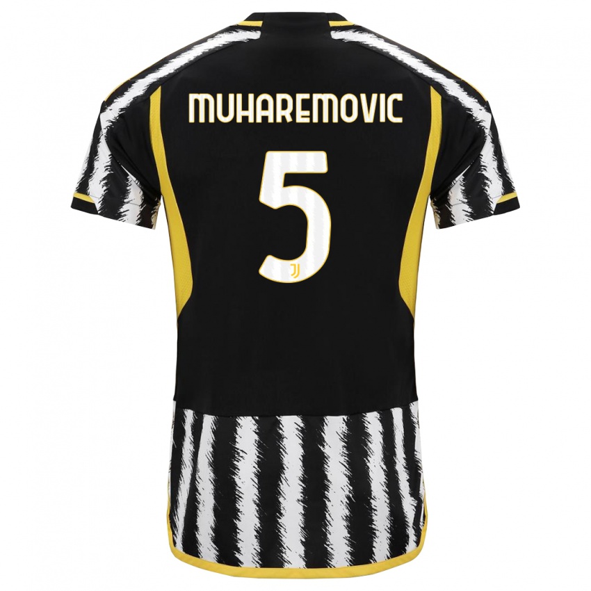 Kinder Tarik Muharemovic #5 Schwarz-Weiss Heimtrikot Trikot 2023/24 T-Shirt Österreich