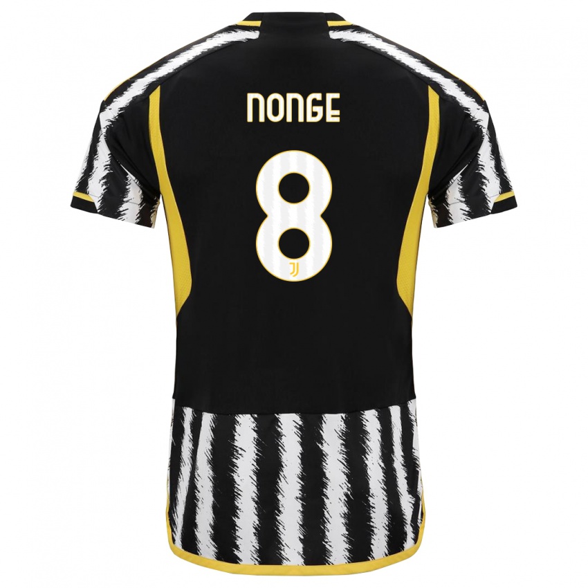 Kinder Joseph Nonge #8 Schwarz-Weiss Heimtrikot Trikot 2023/24 T-Shirt Österreich