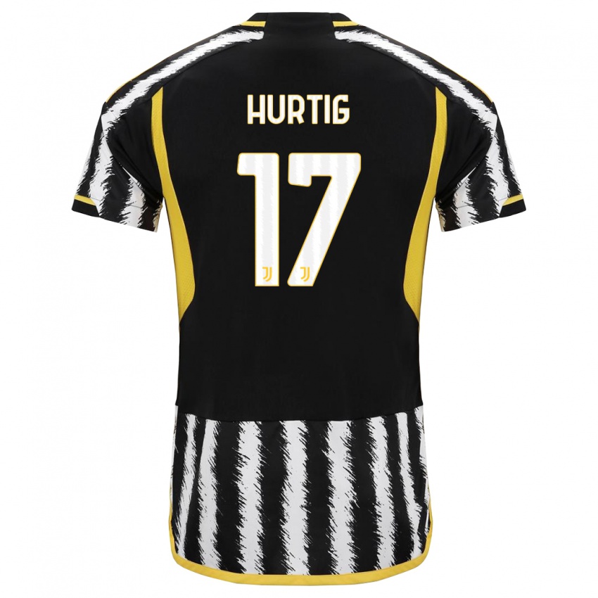 Kinder Lina Hurtig #17 Schwarz-Weiss Heimtrikot Trikot 2023/24 T-Shirt Österreich