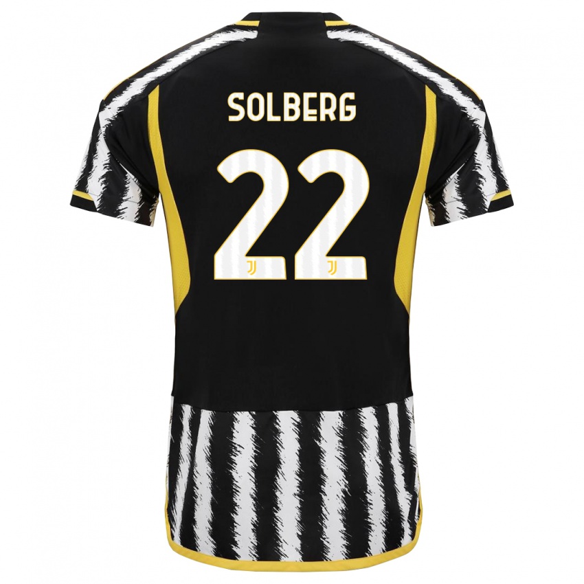 Kinder Elias Solberg #22 Schwarz-Weiss Heimtrikot Trikot 2023/24 T-Shirt Österreich