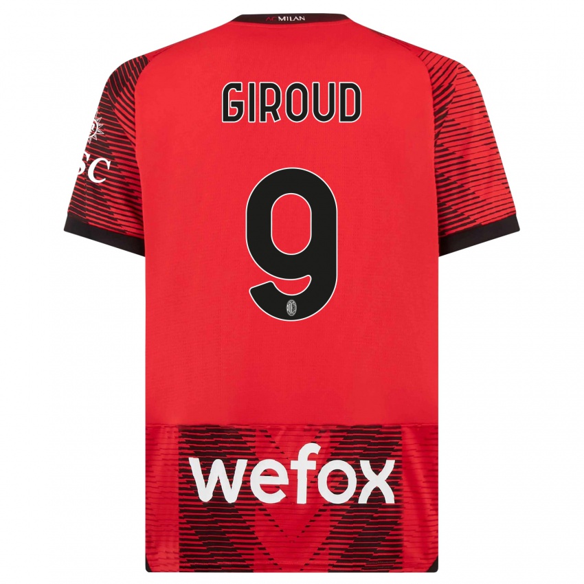 Kinder Olivier Giroud #9 Rot Schwarz Heimtrikot Trikot 2023/24 T-Shirt Österreich