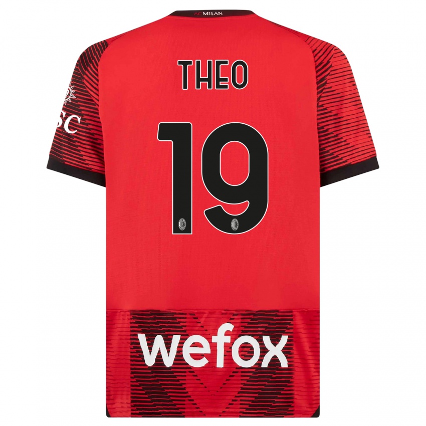 Kinder Theo Hernandez #19 Rot Schwarz Heimtrikot Trikot 2023/24 T-Shirt Österreich