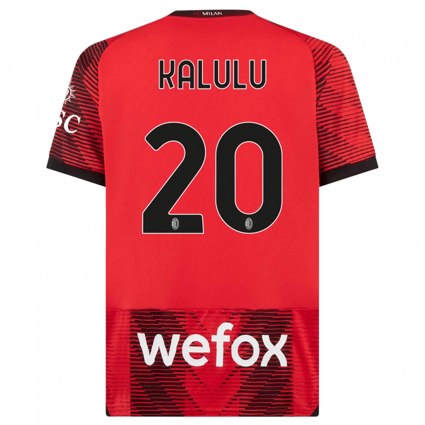 Kinder Pierre Kalulu #20 Rot Schwarz Heimtrikot Trikot 2023/24 T-Shirt Österreich