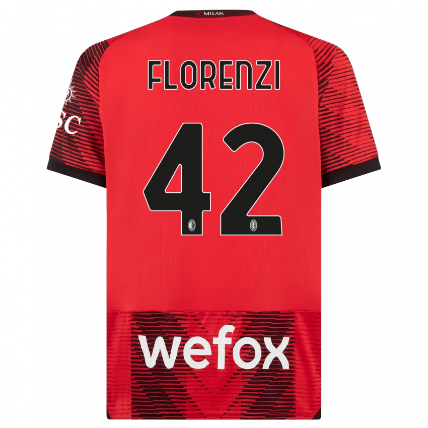 Kinder Alessandro Florenzi #42 Rot Schwarz Heimtrikot Trikot 2023/24 T-Shirt Österreich