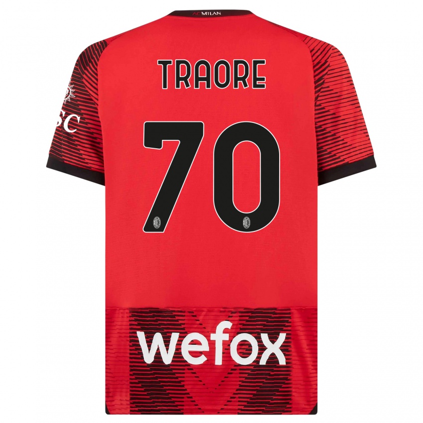 Kinder Chaka Traore #70 Rot Schwarz Heimtrikot Trikot 2023/24 T-Shirt Österreich