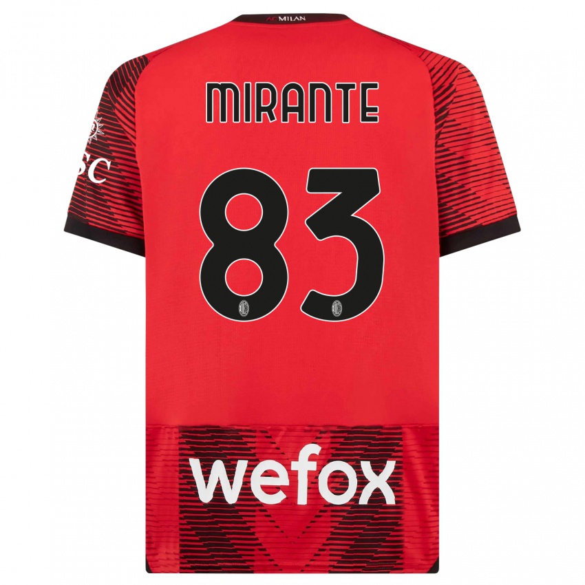 Kinder Antonio Mirante #83 Rot Schwarz Heimtrikot Trikot 2023/24 T-Shirt Österreich