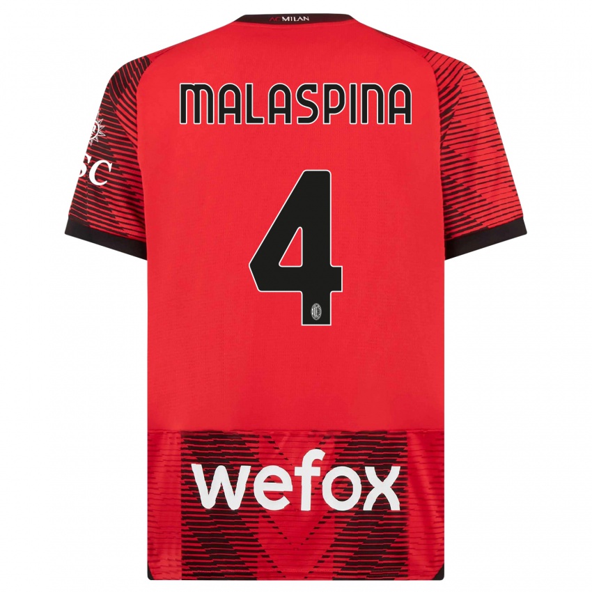 Kinder Mattia Malaspina #4 Rot Schwarz Heimtrikot Trikot 2023/24 T-Shirt Österreich