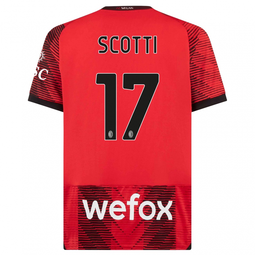 Kinder Filippo Scotti #17 Rot Schwarz Heimtrikot Trikot 2023/24 T-Shirt Österreich