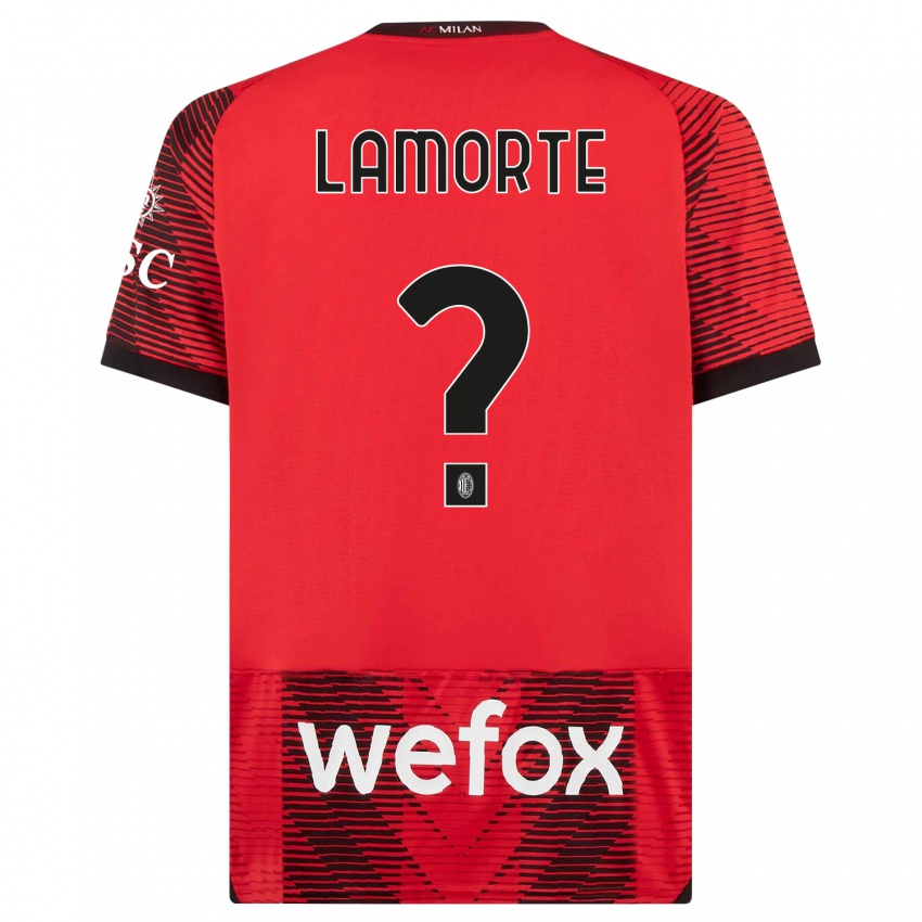 Kinder Alessandro Lamorte #0 Rot Schwarz Heimtrikot Trikot 2023/24 T-Shirt Österreich