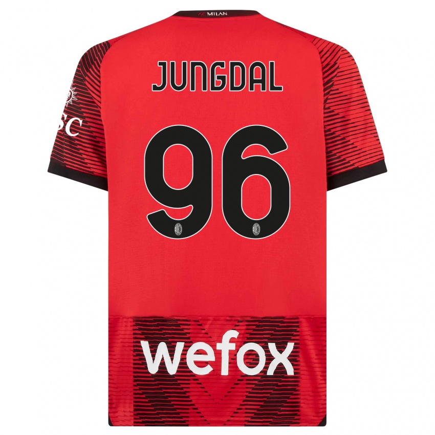 Kinder Andreas Jungdal #96 Rot Schwarz Heimtrikot Trikot 2023/24 T-Shirt Österreich