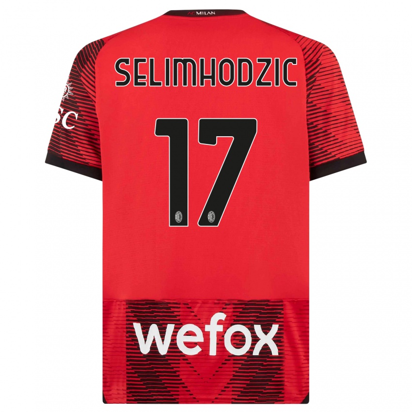 Kinder Noa Selimhodzic #17 Rot Schwarz Heimtrikot Trikot 2023/24 T-Shirt Österreich