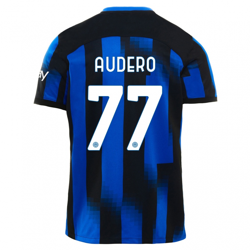 Kinder Emil Audero #77 Schwarz Blau Heimtrikot Trikot 2023/24 T-Shirt Österreich