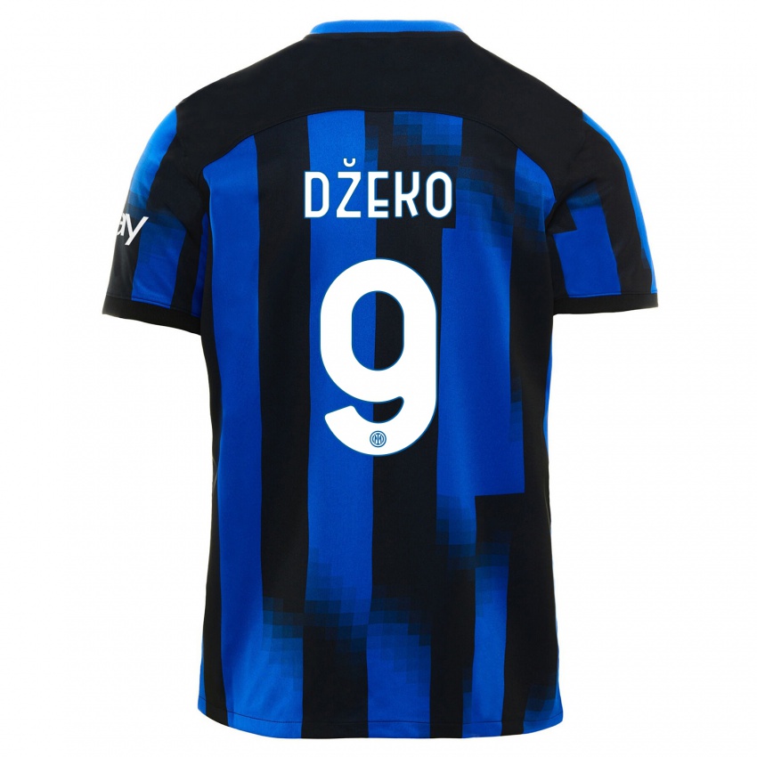 Kinder Edin Dzeko #9 Schwarz Blau Heimtrikot Trikot 2023/24 T-Shirt Österreich