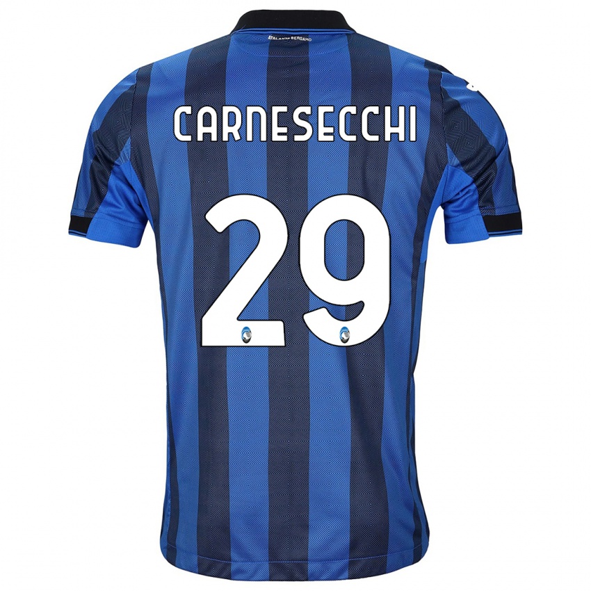 Kinder Marco Carnesecchi #29 Schwarz Blau Heimtrikot Trikot 2023/24 T-Shirt Österreich