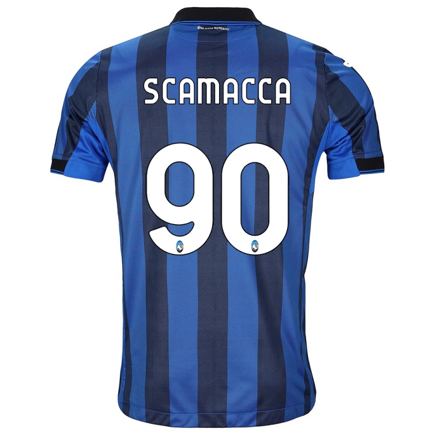 Kinder Gianluca Scamacca #90 Schwarz Blau Heimtrikot Trikot 2023/24 T-Shirt Österreich