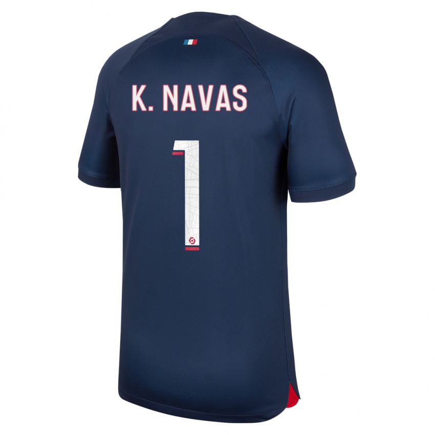 Kinder Keylor Navas #1 Blau Rot Heimtrikot Trikot 2023/24 T-Shirt Österreich