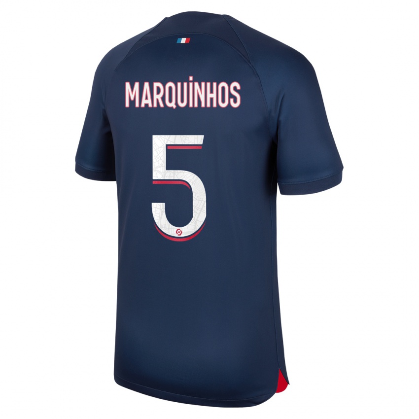 Kinder Marquinhos #5 Blau Rot Heimtrikot Trikot 2023/24 T-Shirt Österreich