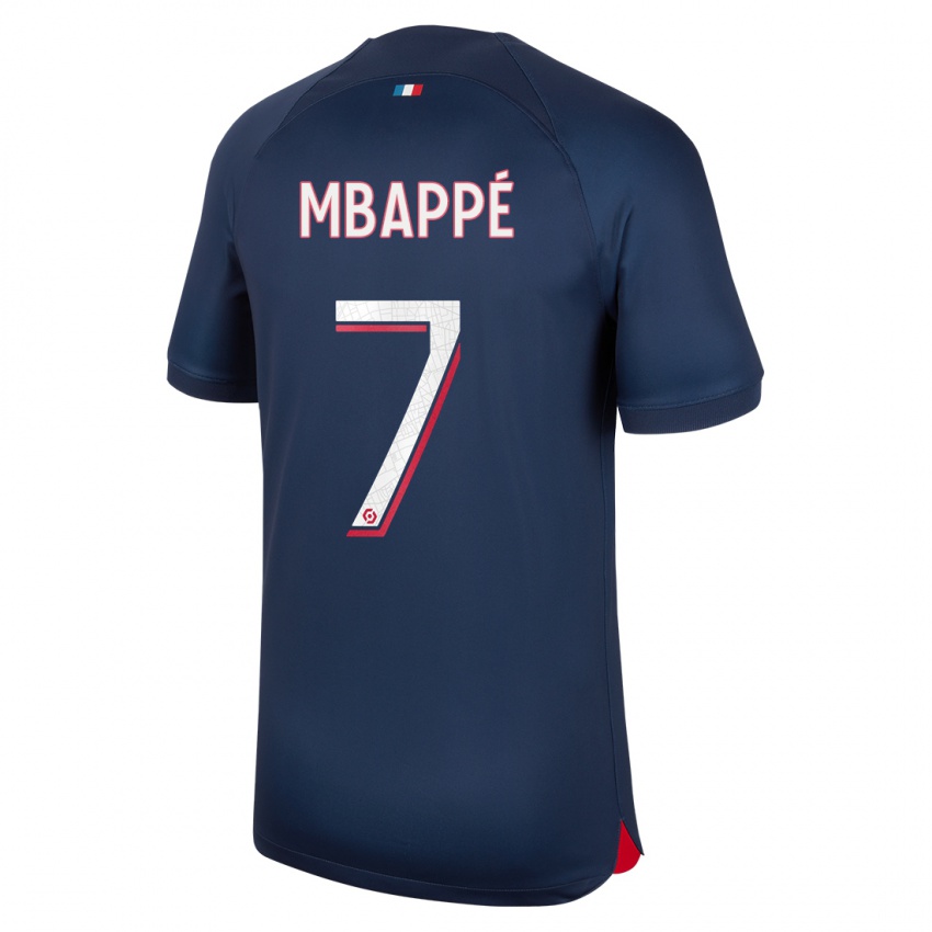 Kinder Kylian Mbappe #7 Blau Rot Heimtrikot Trikot 2023/24 T-Shirt Österreich