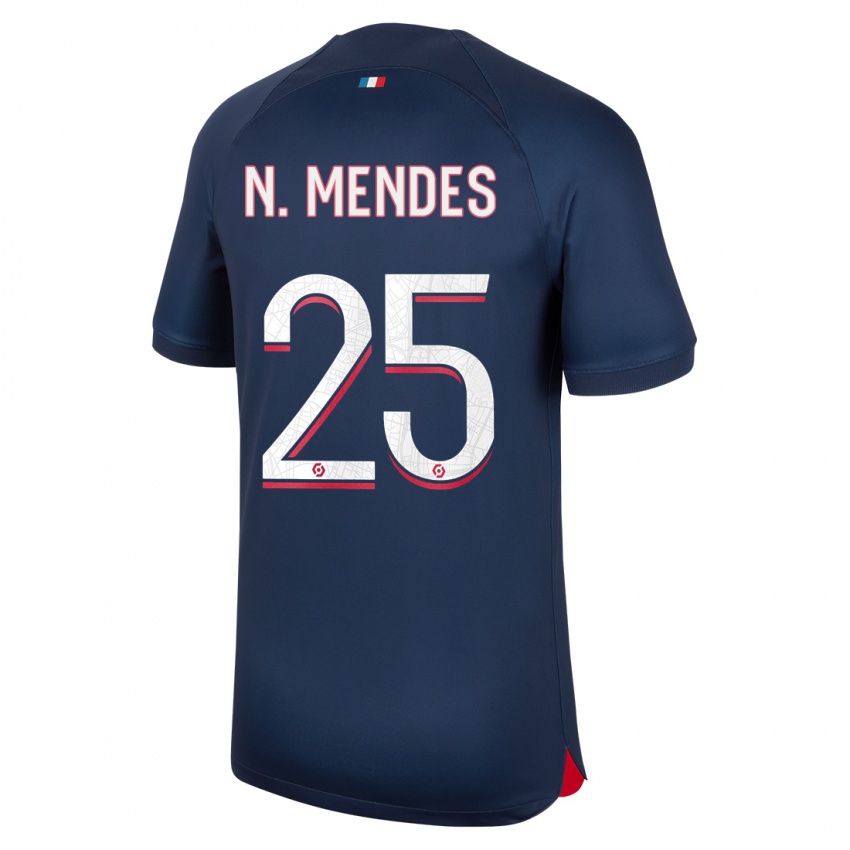 Kinder Nuno Mendes #25 Blau Rot Heimtrikot Trikot 2023/24 T-Shirt Österreich