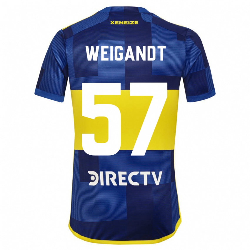 Kinder Marcelo Weigandt #57 Dunkelblau Gelb Heimtrikot Trikot 2023/24 T-Shirt Österreich