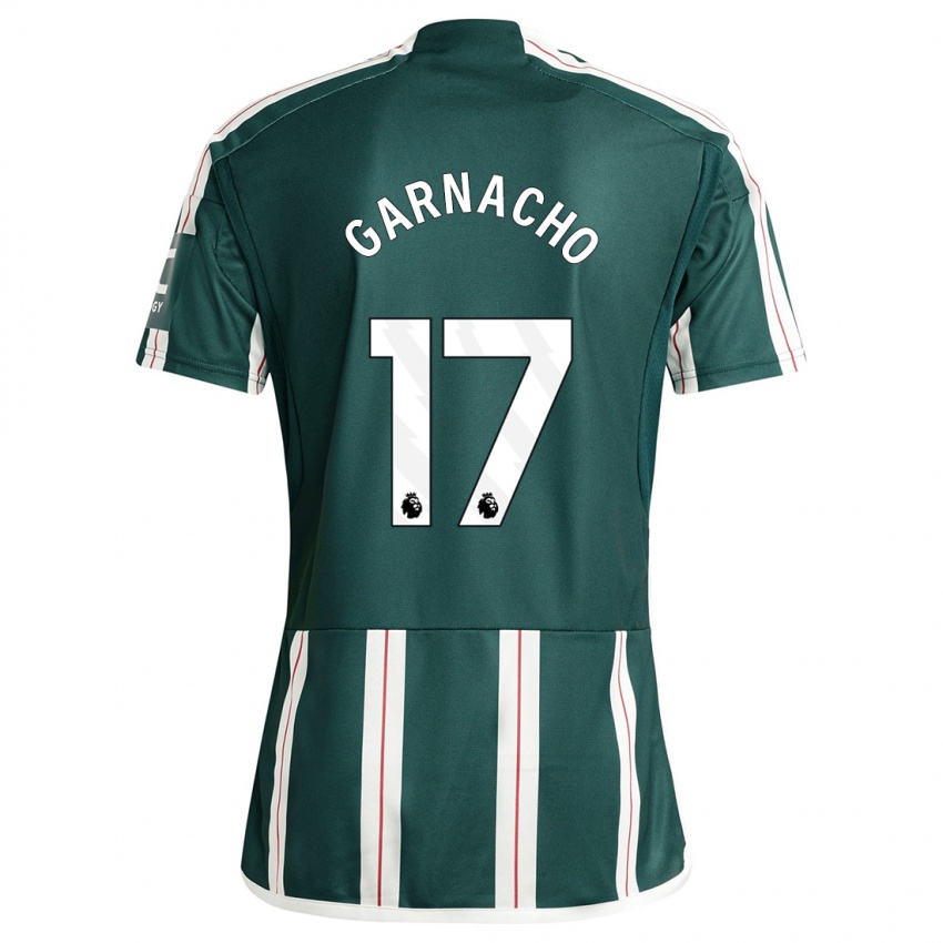 Kinder Alejandro Garnacho #17 Dunkelgrün Auswärtstrikot Trikot 2023/24 T-Shirt Österreich