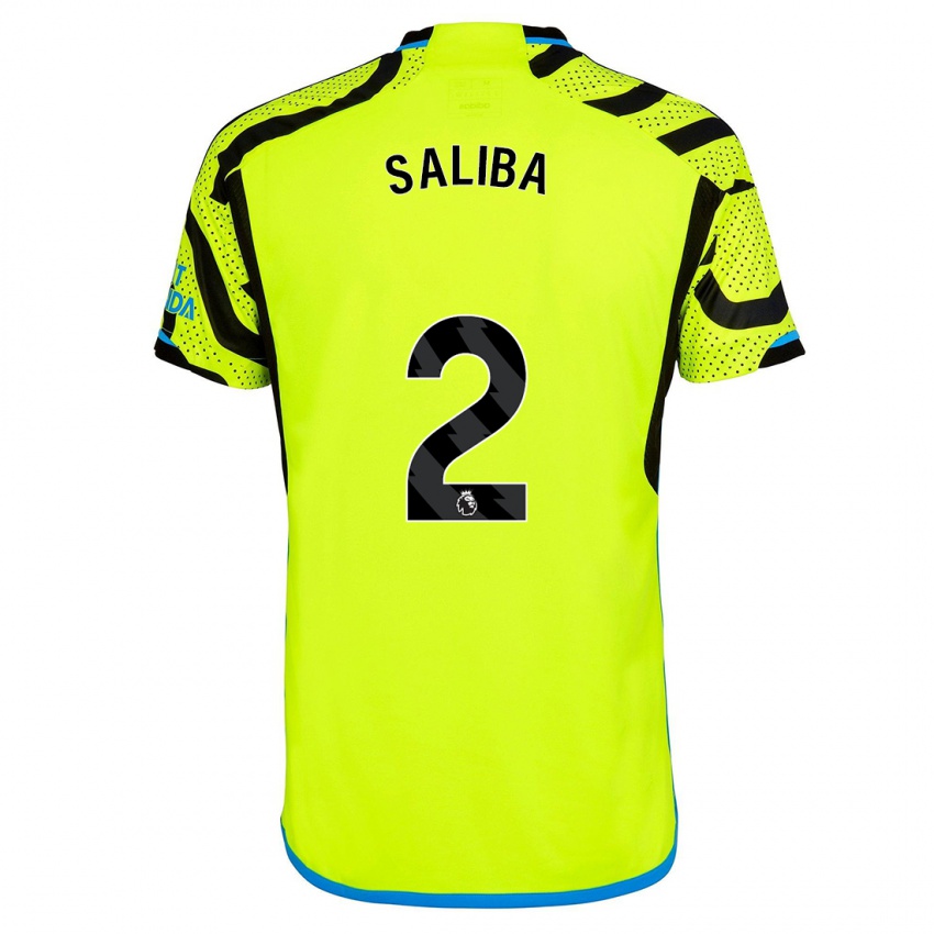 Kinder William Saliba #2 Gelb Auswärtstrikot Trikot 2023/24 T-Shirt Österreich