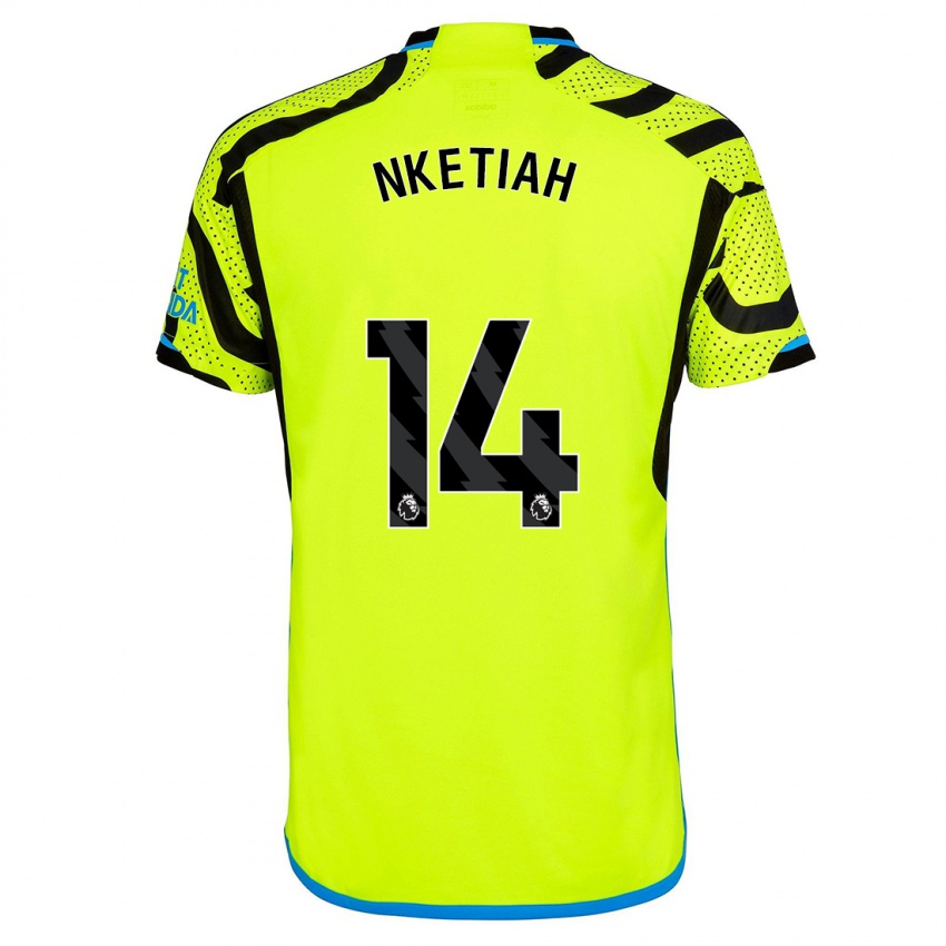 Kinder Eddie Nketiah #14 Gelb Auswärtstrikot Trikot 2023/24 T-Shirt Österreich