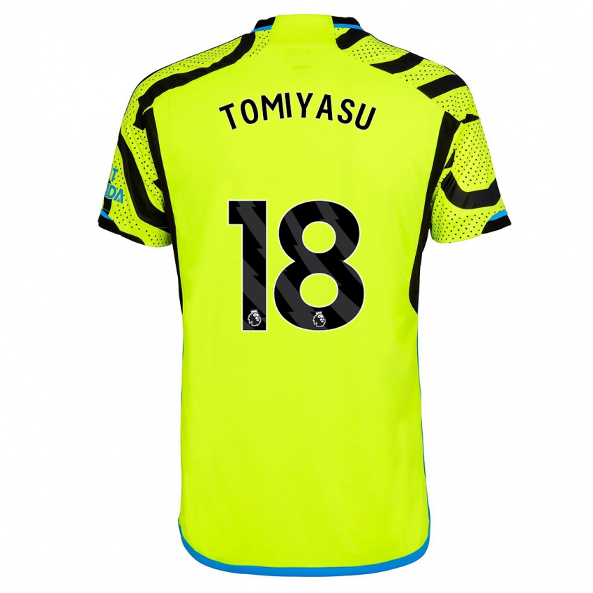 Kinder Takehiro Tomiyasu #18 Gelb Auswärtstrikot Trikot 2023/24 T-Shirt Österreich