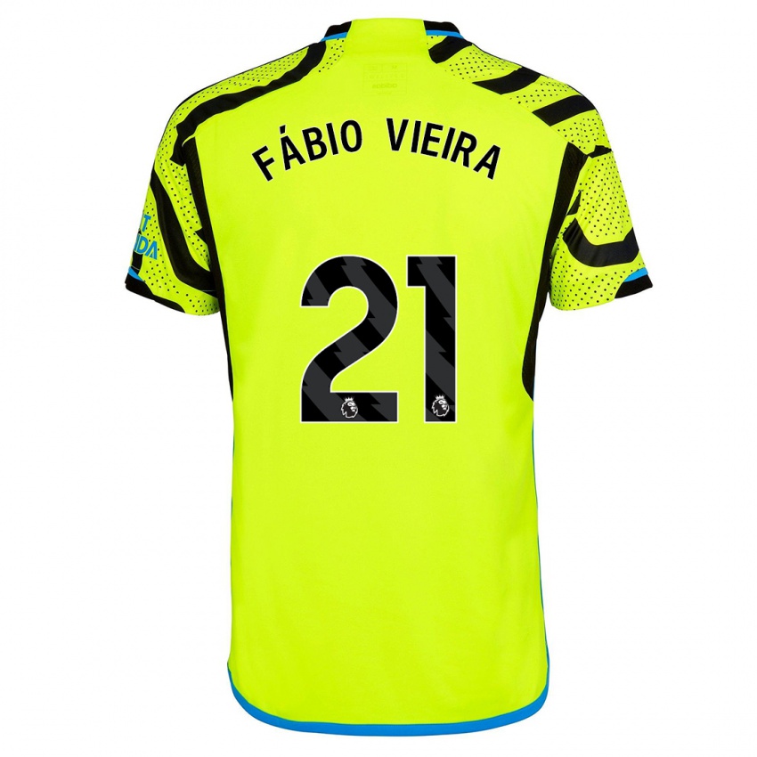 Kinder Fabio Vieira #21 Gelb Auswärtstrikot Trikot 2023/24 T-Shirt Österreich