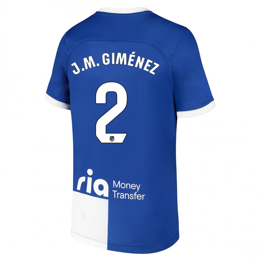 Kinder Jose Maria Gimenez #2 Blau Weiss Auswärtstrikot Trikot 2023/24 T-Shirt Österreich