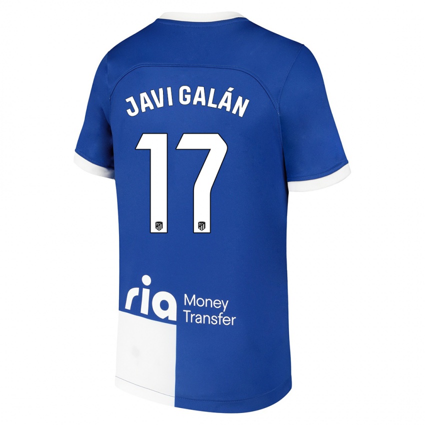 Kinder Javi Galán #17 Blau Weiss Auswärtstrikot Trikot 2023/24 T-Shirt Österreich