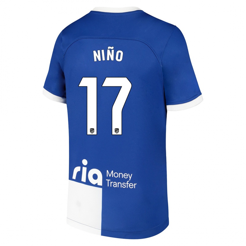 Kinder Adrián Niño #17 Blau Weiss Auswärtstrikot Trikot 2023/24 T-Shirt Österreich