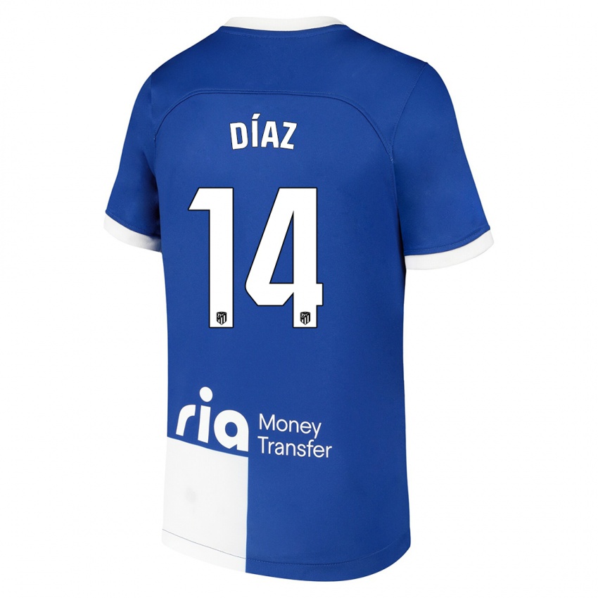 Kinder Javier Díaz #14 Blau Weiss Auswärtstrikot Trikot 2023/24 T-Shirt Österreich