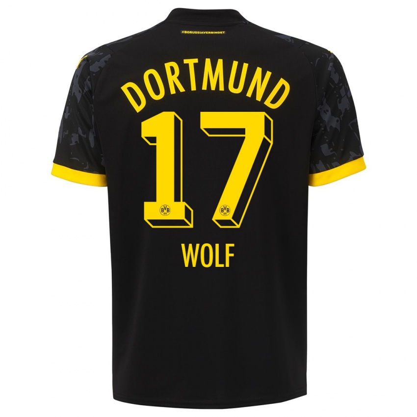 Kinder Marius Wolf #17 Schwarz Auswärtstrikot Trikot 2023/24 T-Shirt Österreich