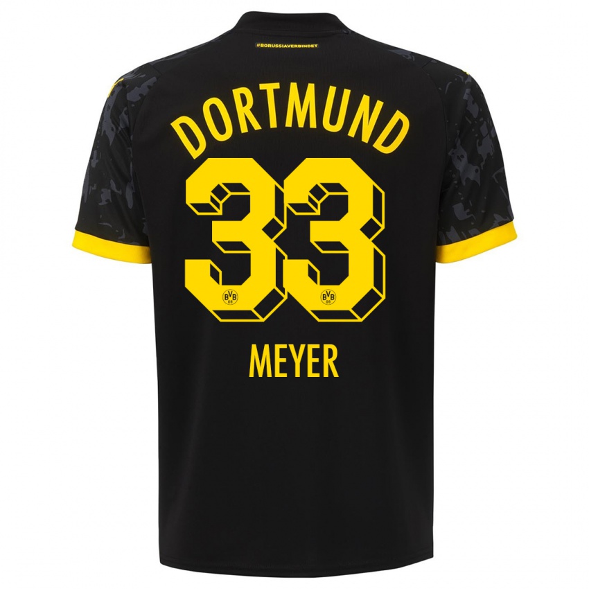 Kinder Alexander Meyer #33 Schwarz Auswärtstrikot Trikot 2023/24 T-Shirt Österreich