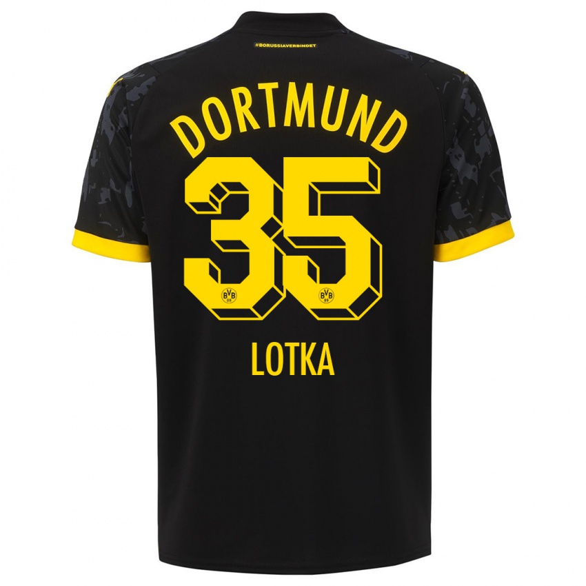 Kinder Marcel Lotka #35 Schwarz Auswärtstrikot Trikot 2023/24 T-Shirt Österreich