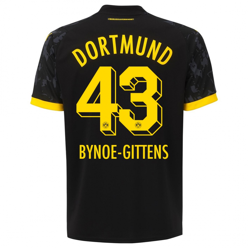 Kinder Jamie Bynoe-Gittens #43 Schwarz Auswärtstrikot Trikot 2023/24 T-Shirt Österreich