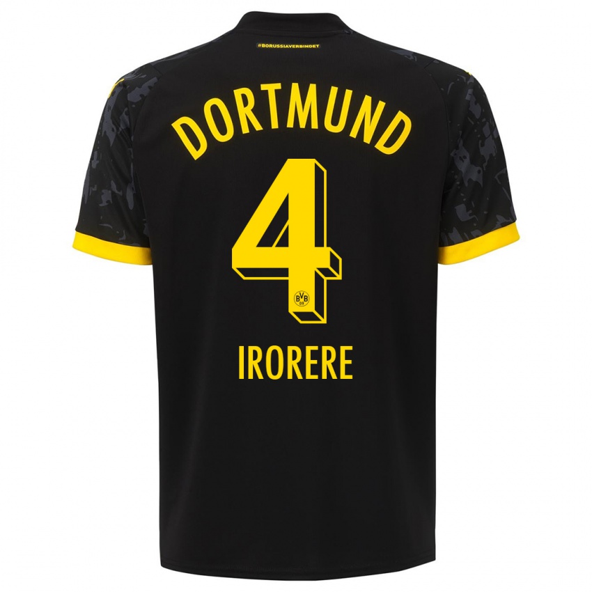 Kinder Felix Irorere #4 Schwarz Auswärtstrikot Trikot 2023/24 T-Shirt Österreich