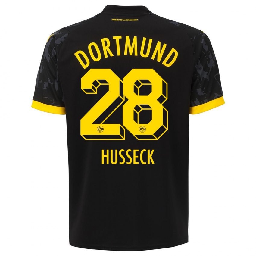 Kinder Jonah Husseck #28 Schwarz Auswärtstrikot Trikot 2023/24 T-Shirt Österreich