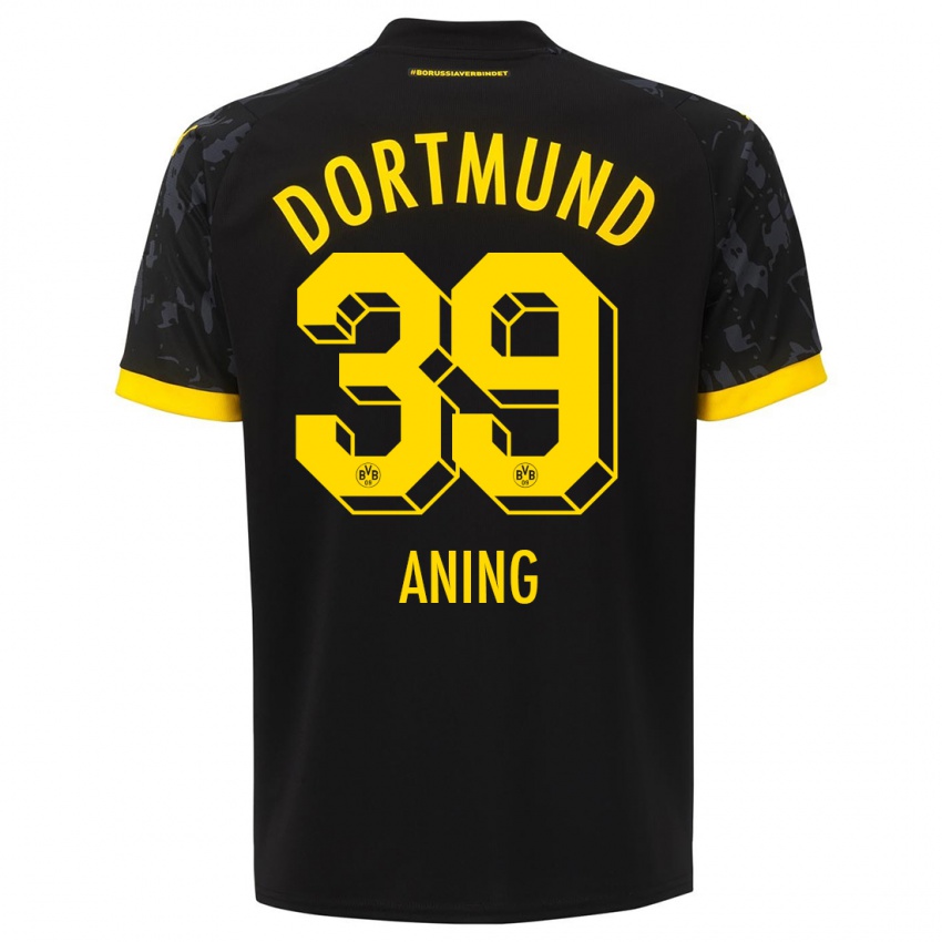 Kinder Prince Aning #39 Schwarz Auswärtstrikot Trikot 2023/24 T-Shirt Österreich