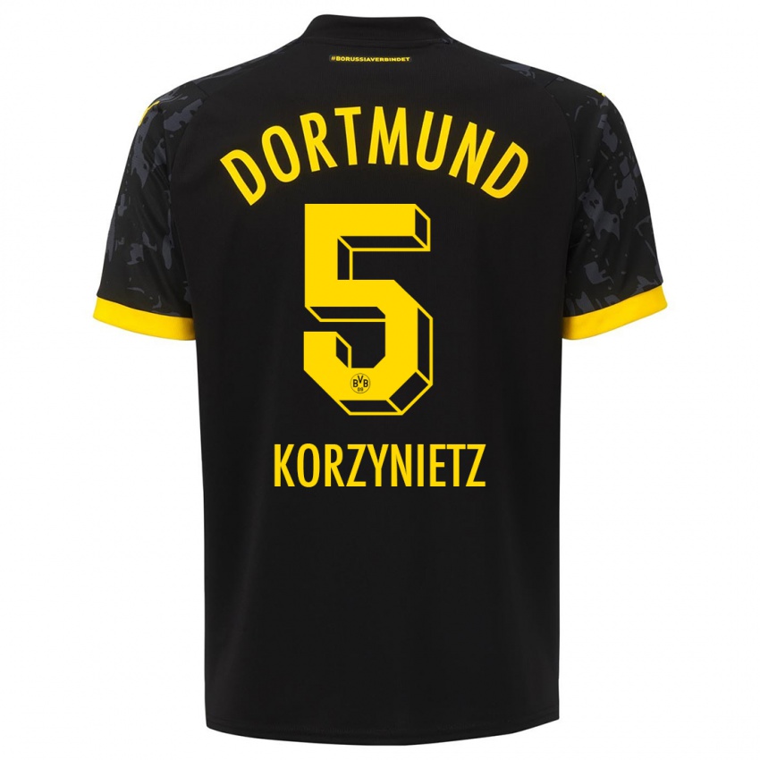 Kinder Jaden Korzynietz #5 Schwarz Auswärtstrikot Trikot 2023/24 T-Shirt Österreich