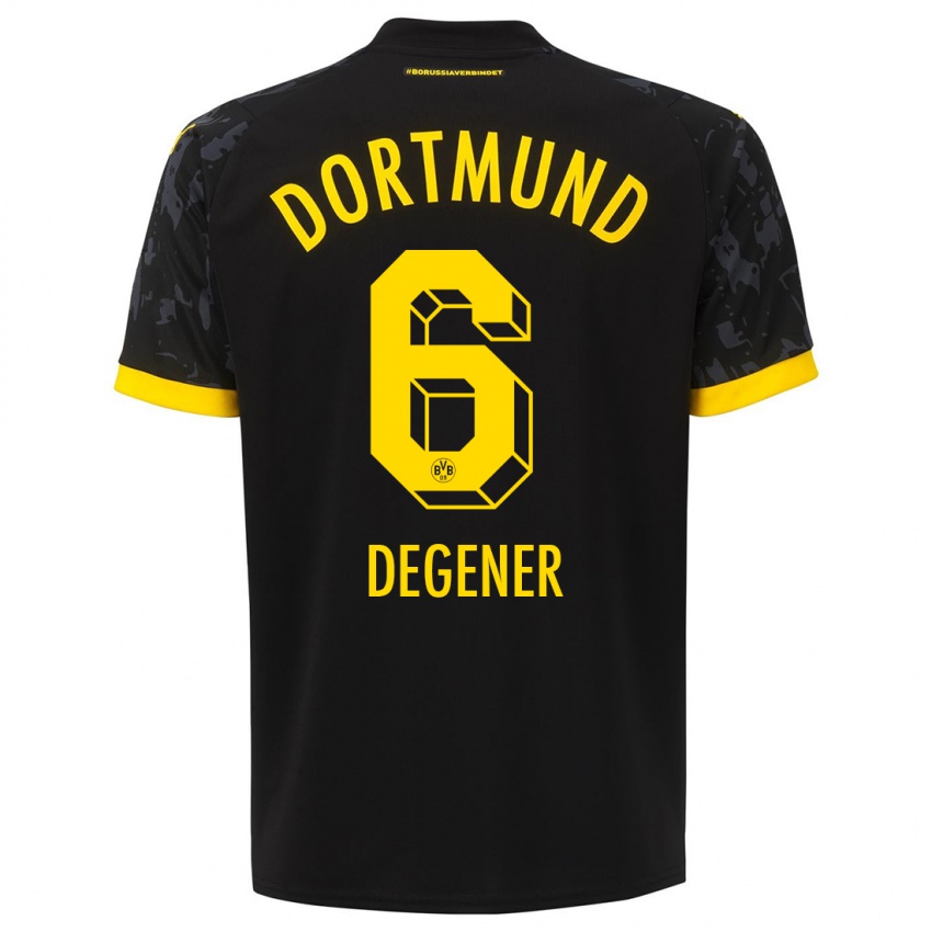 Kinder Tim Degener #6 Schwarz Auswärtstrikot Trikot 2023/24 T-Shirt Österreich