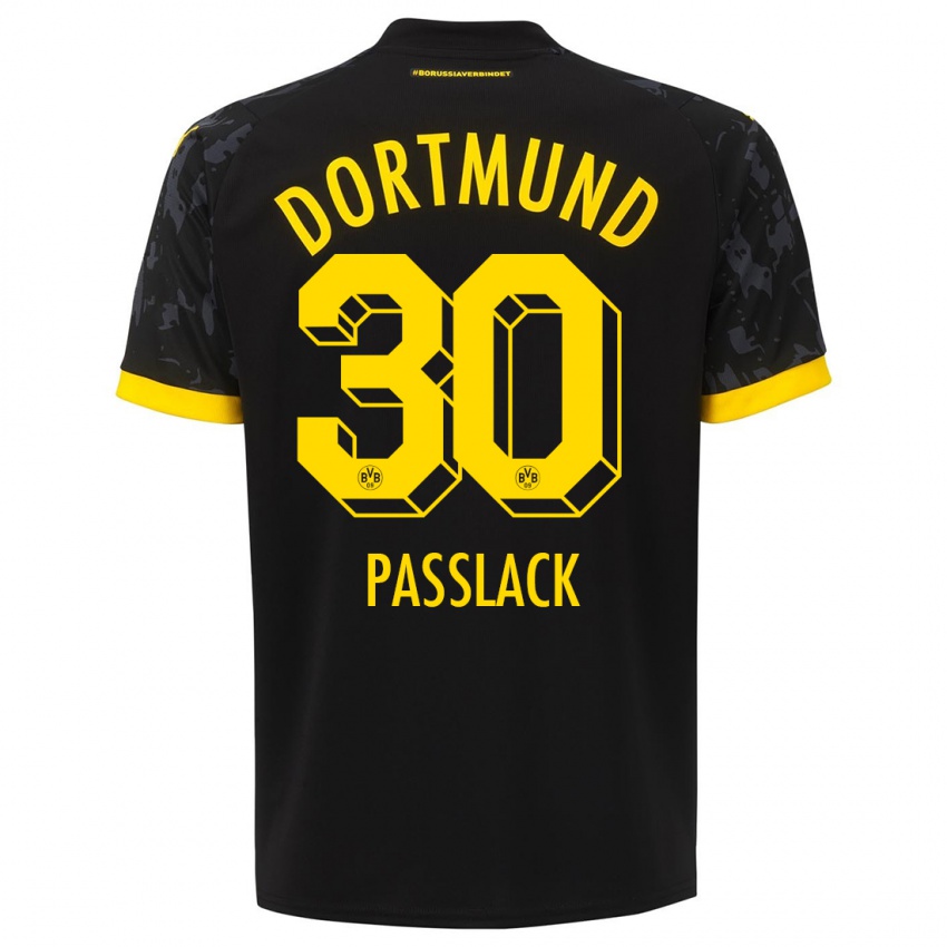 Kinder Felix Passlack #30 Schwarz Auswärtstrikot Trikot 2023/24 T-Shirt Österreich