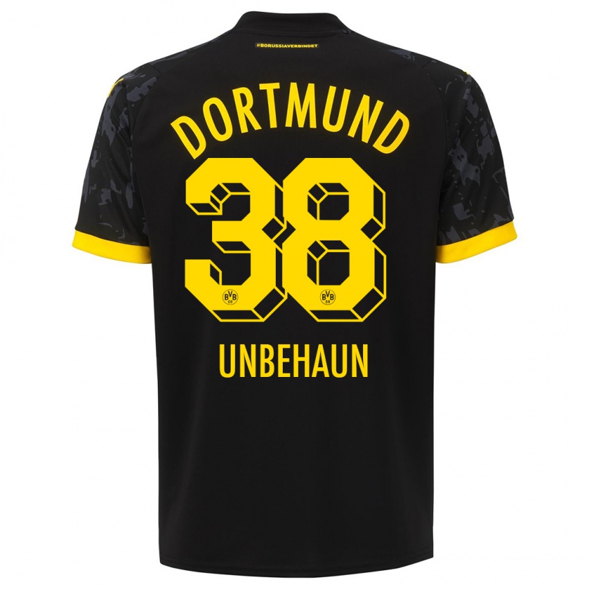 Kinder Luca Unbehaun #38 Schwarz Auswärtstrikot Trikot 2023/24 T-Shirt Österreich