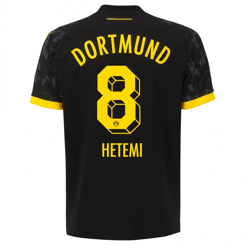 Kinder Rilind Hetemi #8 Schwarz Auswärtstrikot Trikot 2023/24 T-Shirt Österreich